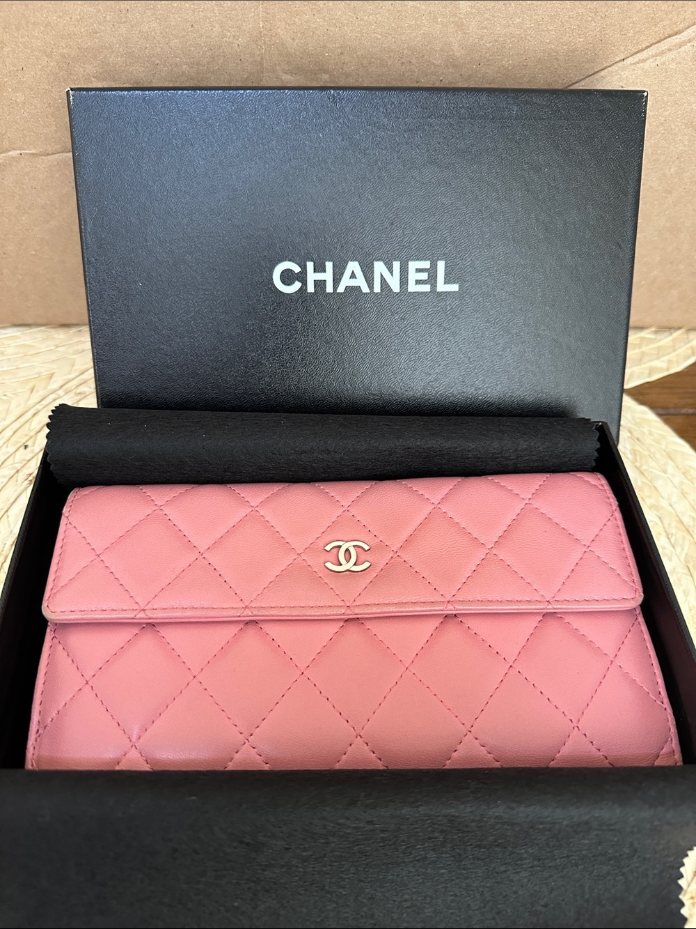 Chanel Pink Quilted Lambskin Leather Wallet